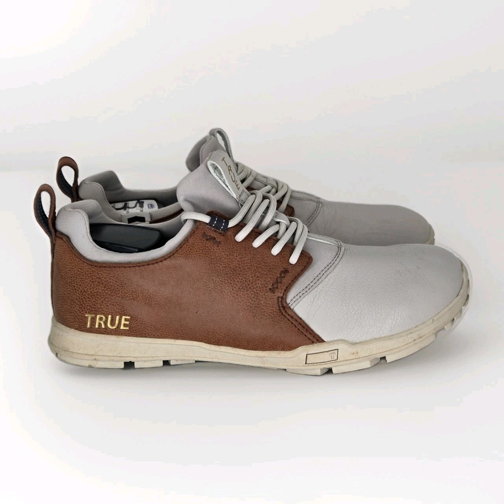 TRUE Linkswear True Original 1.2 Golf Shoes‎ Men's Size 9 White/Brown Spikeless